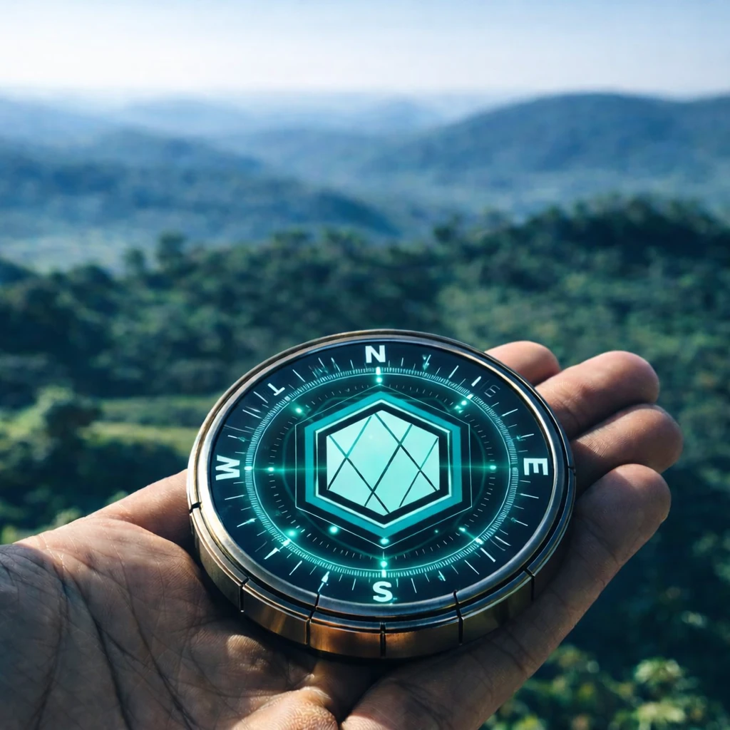 RID Marketing’s illuminated compass held above a mountain landscape